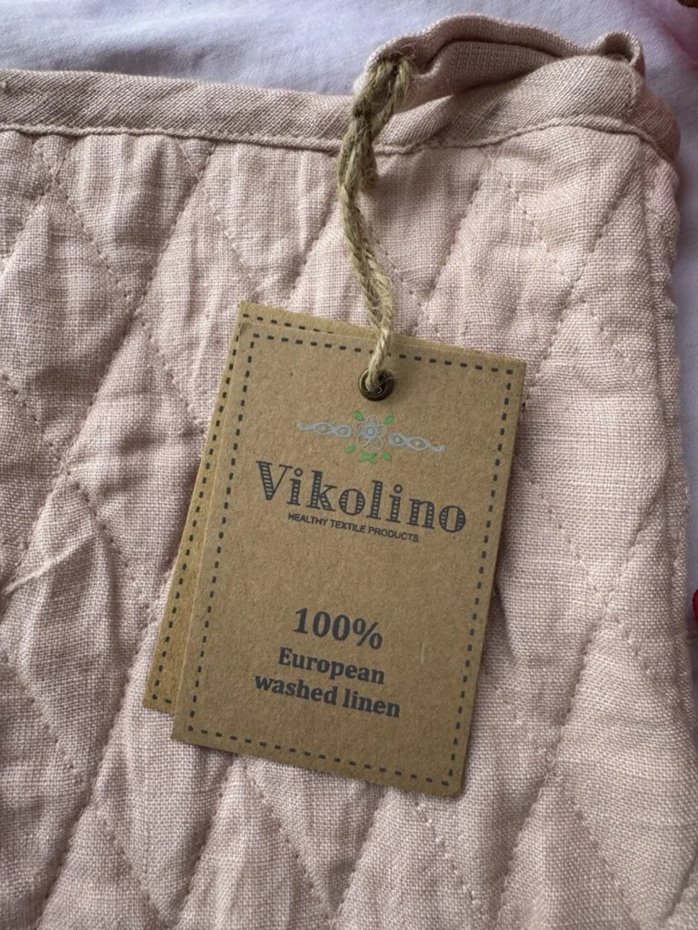 Vikolino Mauve Pink Linen Quilted Oven Glove Machine Washable 12.5